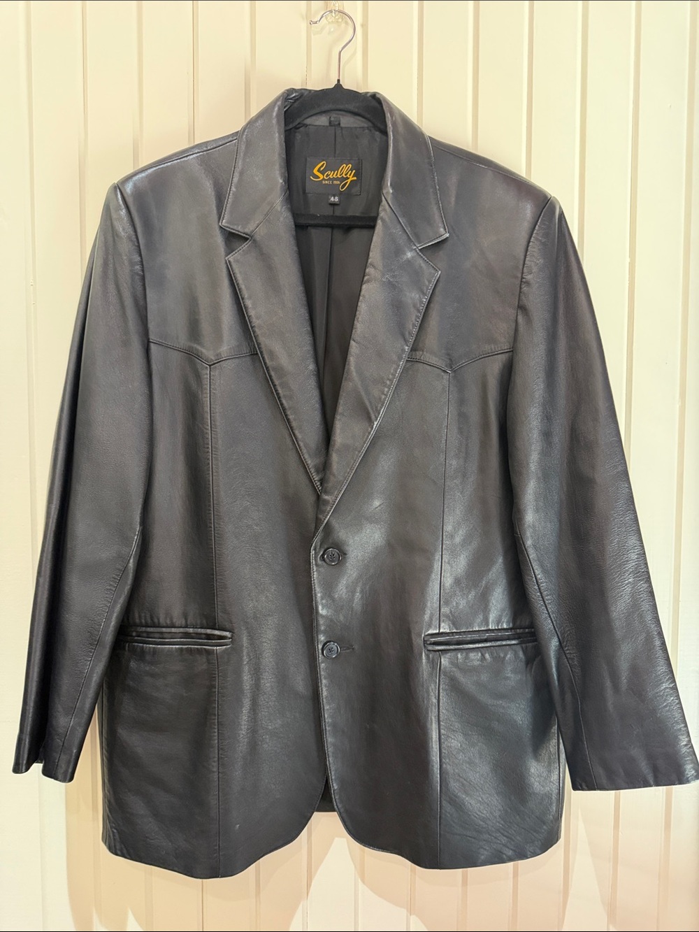 Scully Men's Black Leather Sport Coat size 46